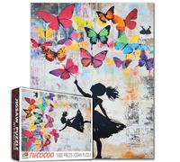 Tucocoo Banksy Girl - Rompecabezas de 1000 piezas, rompecabezas de arte callejero de mariposa para adultos, rompecabezas de manualidades para decoración del hogar, regalos educativos, rompecabezas de