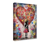 Tucocoo Decoración de pared familiar de Banksy Street Love Pictures pinturas coloridas de graffiti, 1 pieza, lienzo de niña pequeña, arte pop, obra de arte moderna, decoración del hogar para sala de