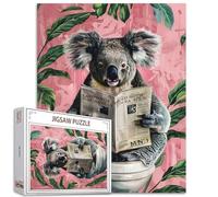Tucocoo Koala Puzle de lectura de periódicos de 1000 piezas, rompecabezas para adultos, divertidos animales en el inodoro, rompecabezas de arte para actividades familiares exigentes, colorido