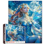 Tucocoo Moonlight Fairy Puzzle de 1000 piezas para adultos, rompecabezas de fantasía azul encantado con alas elegantes, tema de cielo nocturno, rompecabezas estimulante regalo para mujeres y