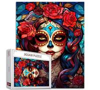 Tucocoo Rompecabezas de 1000 piezas para adultos, Día de la Muerte, mujer, pintura, rompecabezas de calavera de azúcar, rompecabezas de 1000 piezas para desafiante juego de actividades familiares,