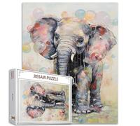 Tucocoo Rompecabezas de 1000 piezas para adultos, diseño de elefante, lindo animal, rompecabezas de 1000 piezas para actividades familiares desafiantes, burbujas, arte, colorido, bricolaje, decoración
