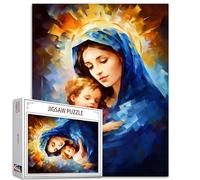 Tucocoo Rompecabezas de 1000 piezas para adultos, madre María, pintura de bebé, Jesús, rompecabezas de 1000 piezas para actividades familiares desafiantes, juego de misericordia, arte espiritual,