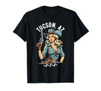 Tucson Arizona USA Cowgirl con diseño de pistola estilo occidental Camiseta