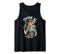 Tucson Arizona USA Cowgirl con diseño de pistola estilo occidental Camiseta sin Mangas