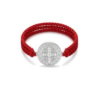 Tudetic Pulsera Macramé De San Benito Con Medalla Bañada En Plata (Amuleto, Joya Religiosa, Regalo, Detalle) 4866