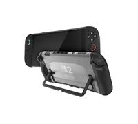 TUDIA Funda Snap-On Compatible con Nintendo Switch 2 (2025) [Acceso al Soporte] Funda para Consola Acoplable Delgada Resistente a los Arañazos de TPU con Agarre (Negro, Parte Trasera Transparente)