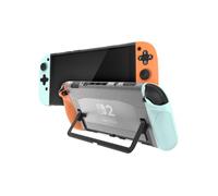 TUDIA Funda Snap-On Compatible con Nintendo Switch 2 (2025) [Acceso al Soporte] Funda para Consola Acoplable Delgada Resistente a los Arañazos de TPU con Agarre (Rojo/Azul, Parte Trasera Transparente)