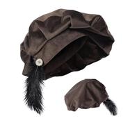 Tudor Medieval Hat, 62cm Feathered Tudor Elizabethan Costume Beret for Historical Role Play and Theatrical Dress Up Function, Vintage Renaissance Headpiece for Cosplay, Masquerade Ball, Halloween Use