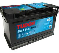 Tudor TK800 Batería de coche Tudor 80Ah 800A, AGM, Apta para coches y Automóviles de turismo con sistema Start-Stop