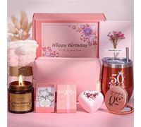 TuDou - Regalos de 50 cumpleaños, cestas de cumpleaños personalizadas para cumplir 50 años, divertida cesta de regalo para mejor amiga, madre, hermana, esposa, tía, damas