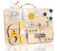 TuDou Tabla de madera ocupada para niños pequeños, juguete con sensor Montessori hecho a mano, tablero de actividades de desarrollo temprano y autismo, regalos educativos para niños en edad preescolar