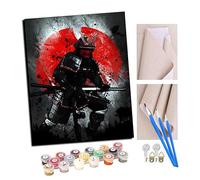 TUDOUTU Pintar por Numeros Bushido Ninja Japonés DIY Cuadro al óleo con números para Kit de Pintura al óleo Digital para Adultos de Lienzo decoración para el hogar 40x50cm on marco