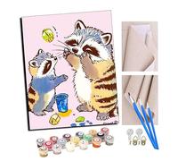 TUDOUTU Pintar por Numeros Diversión con la pelota de mapache DIY Cuadro al óleo con números para Kit de Pintura al óleo Digital para Adultos de Lienzo decoración para el hogar 40x50cm on marco