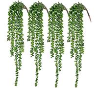 Tuelaly Plantas suculentas colgantes artificiales para amantes, lágrimas realistas, perlas de imitación Senecio Rowleyanus, decoración para el hogar, jardín, bajo mantenimiento, larga duración, 4