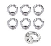 Tuerca anular M8, acero inoxidable 304, plata, 6 unidades | Tuerca de ojal roscada, ojales, tuercas de ojales, tornillo anular, para adornos colgantes, macetas, columpio
