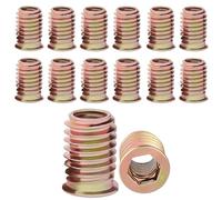 Tuerca atornillada M5 x 10 mm, rosca M5, inserto de rosca de madera, 60 unidades, manguitos roscados, manguitos roscados, manguitos roscados hexagonales galvanizados para muebles de madera, etc