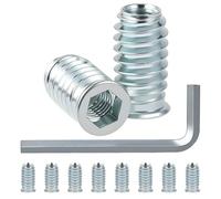 Tuerca atornillada M6 x 20 mm, rosca M6, inserción de rosca de madera, 60 unidades, manguitos hexagonales, tuercas de impacto, manguito roscado, manguito roscado galvanizado para muebles de madera