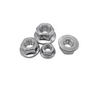 Tuerca Brida Dentada 2-10 Uds M5 M6 M8 M10 M12 tuerca hexagonal con brida de rosca izquierda seguridad dentada acero inoxidable(M4 10PCS)