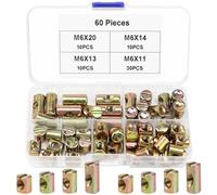 Tuerca cilíndrica M6 para muebles, camas y sillas, 60 unidades, 11 mm, 13 mm, 20 mm, 24 mm