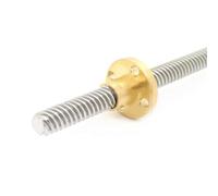 tuerca con reborde de latón, Husillo de bolas trapezoidal TR8x2 acero inoxidable 2 mm con tuerca brida latón. Varios tamaños(375 mm)