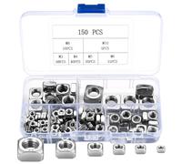 Tuerca Cuadrada, 150 Piezas de Tuerca Cuadrada de Acero Inoxidable, Tuercas de Inserción Cuadradas, Tuercas de Rosca, para Muebles de Madera, Tuercas para Tornillos - M3 M4 M5 M6 M8 M10 (Plata)