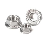 Tuerca de brida de rosca izquierda de acero inoxidable 304, rosca inversa, tuercas de brida dentadas hexagonales, M4, M5, M6, M8, M10 y M12(M6-10pcs)