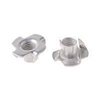 Tuerca de cuatro garras zincada, M3 M4 M5 M8 M10 M12 Zinc Plated Four Claws Nut Speaker T-nut Blind Pronged Insert Tee Furniture Hardware(10pcs,M4)
