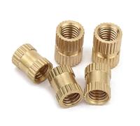 Tuerca de inserción con moleteado for moldeo por inyección, 10 unidades, 4#, 6#, 8#, 10#, 12#, 1/4" de latón macizo, adhesivo termofusible de cobre(6-32x5x5)