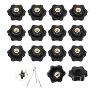 Tuerca de Mango de Estrella, 14 Piezas Perilla de Apriete de Rosca interna, Perillas de Estrella M6, Tuerca Moleteada de 32 Milímetros, Perilla de apriete de Cabeza de Estrella de Plástico, Negro