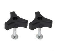 Tuerca de mango triangular de plástico de repuesto para máquina cortadora de césped, perno de perilla de triple esquina de 50 mm de largo con tuerca plateada y tornillo de plástico negro, paquete de 2