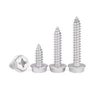 Tuerca de perno Tornillos de brida hexagonales dentados, tornillos autorroscantes con brida for el hogar, de madera, con arandela, M3-M6, cabeza de de acero inoxidable, 10 unidades(M4x35mm)