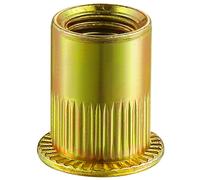 Tuerca de remache Wensilon 3/8-16UNC 100 piezas Acabado chapado en zinc amarillo Cabeza plana Tuerca de inserciσn roscada Cuerpo moleteado