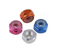Tuerca de seguridad con brida anodizada, 5 uds M2 M2.5 M3 M4 M5 M6 M8 tuerca de bloqueo de inserción de nailon de aleación de aluminio Multicolor(Golden-m4)