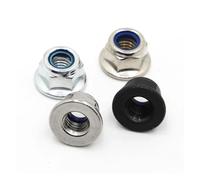 Tuerca de seguridad con inserción de nailon y brida hexagonal de acero inoxidable A2, color blanco y negro, M3, M4, M5, M6, M8, M10, M12(304 Stainless Steel,M10 2pcs)