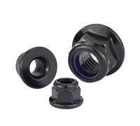 Tuerca de seguridad de inserción de nailon con brida hexagonal de acero al carbono negro DIN6926 Contratuerca autoblocante(Black steel,M3 (20Pcs))