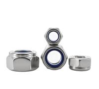 Tuerca de seguridad de nailon DIN985, acero inoxidable 304/inserto hexagonal negro, Nylock autoblocante M2 .5 M3 M4 M5 M6 M8 M10 M12 M14 M16 M18 M20 M24(304 Stainless Steel,M8(10pcs))
