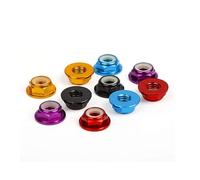 Tuerca de seguridad de nylon con brida de aluminio Tuerca de bloqueo de nailon con brida de aluminio anodizado, 5 uds., M2-M6, Multicolor(Silver,M3)