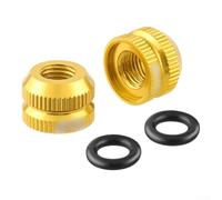 Tuerca de válvula de neumático de bicicleta hecha de aleación de aluminio con diseño de bloqueo y anillo de sellado para retención de aire a largo plazo (dorado)