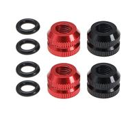Tuerca de válvula Presta de neumático de vacío de bicicleta con anillo de sellado Tuercas de bloqueo de válvula de tubo interior de para de carretera de montaña aleación de aluminio 2 negro y 2 rojo