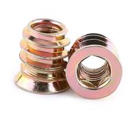 Tuerca embutir madera 20Pcs, Inserto hexagonal Tornillo Zócalo para Muebles de Madera, Tuerca acero carbono cincado