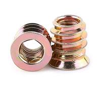 Tuerca embutir madera 20Pcs, Inserto hexagonal Tornillo Zócalo para Muebles de Madera, Tuerca acero carbono cincado
