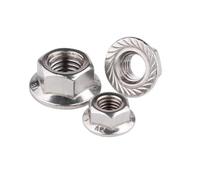 Tuerca hexagonal con brida de rosca izquierda M4 ~M20 1/4 5/16 3/8 1/2 Tuercas de seguridad giratorias dentadas de cabeza hexagonal de acero inoxidable 304(Left-hand thread,M10x1.5(5pcs))