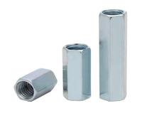 Tuerca hexagonal de acoplamiento de varilla galvanizada, 3/5/10 unidades, M4, M5, M6, M8, de acero galvanizado, con rosca de conexión hexagonal larga(M6X10X12mm-5PCS)