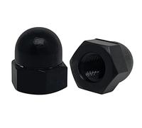 Tuerca hexagonal de bellota M6-1.0 mm, tuercas de cabeza de casquillo de cúpula hexagonal de nailon, cierres de tapa de corona decorativos, tono negro, 30 unidades