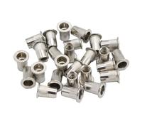 Tuerca insertable roscada de cabeza plana, 20 piezas tuercas de remache de cabeza plana Multicolor M3-M12 acero inoxidable aluminio acero al carbono(Silver,M12)