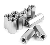 Tuerca larga M10 x 60 mm, tuercas de conexión de acero inoxidable 304, manguito de rosca hexagonal, 4 unidades