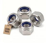 Tuerca Nylstop M10 de acero inoxidable inamovible Ø 10 mm | Tuercas de freno de 10 mm autoblocantes hexagonales autofrenantes DIN 985 de acero inoxidable A2-70 (V2A/304) con anillo de bloqueo de nylon