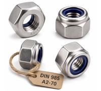 Tuerca Nylstop M16 de acero inoxidable inamovible Ø 16 mm | Tuercas de freno autoblocantes hexagonales autofrenantes DIN 985 de acero inoxidable A2-70 (V2A/304) con anillo de bloqueo de nylon: 1 pz