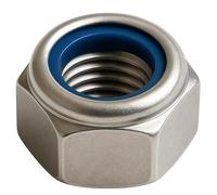 Tuerca Nylstop M22 de acero inoxidable inamovible Ø 22mm | Tuercas de freno de 22 mm autoblocantes hexagonales con autorretención DIN 985 de acero inoxidable A2-70 (V2A/304) con anillo de bloqueo de